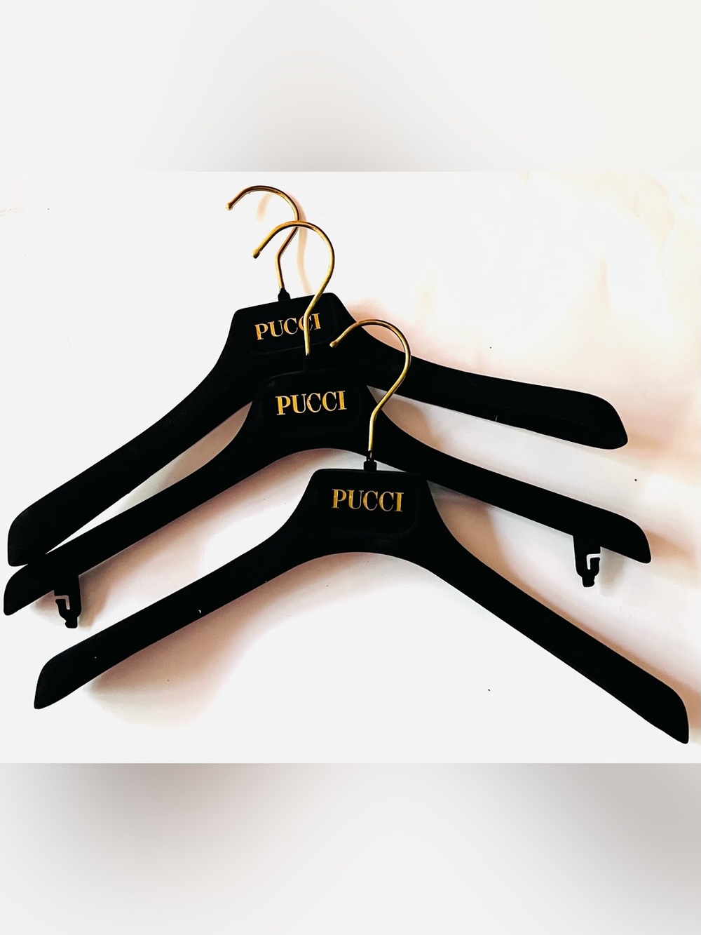 Emilio Pucci Set of Three (3) Black Velvet Hangers